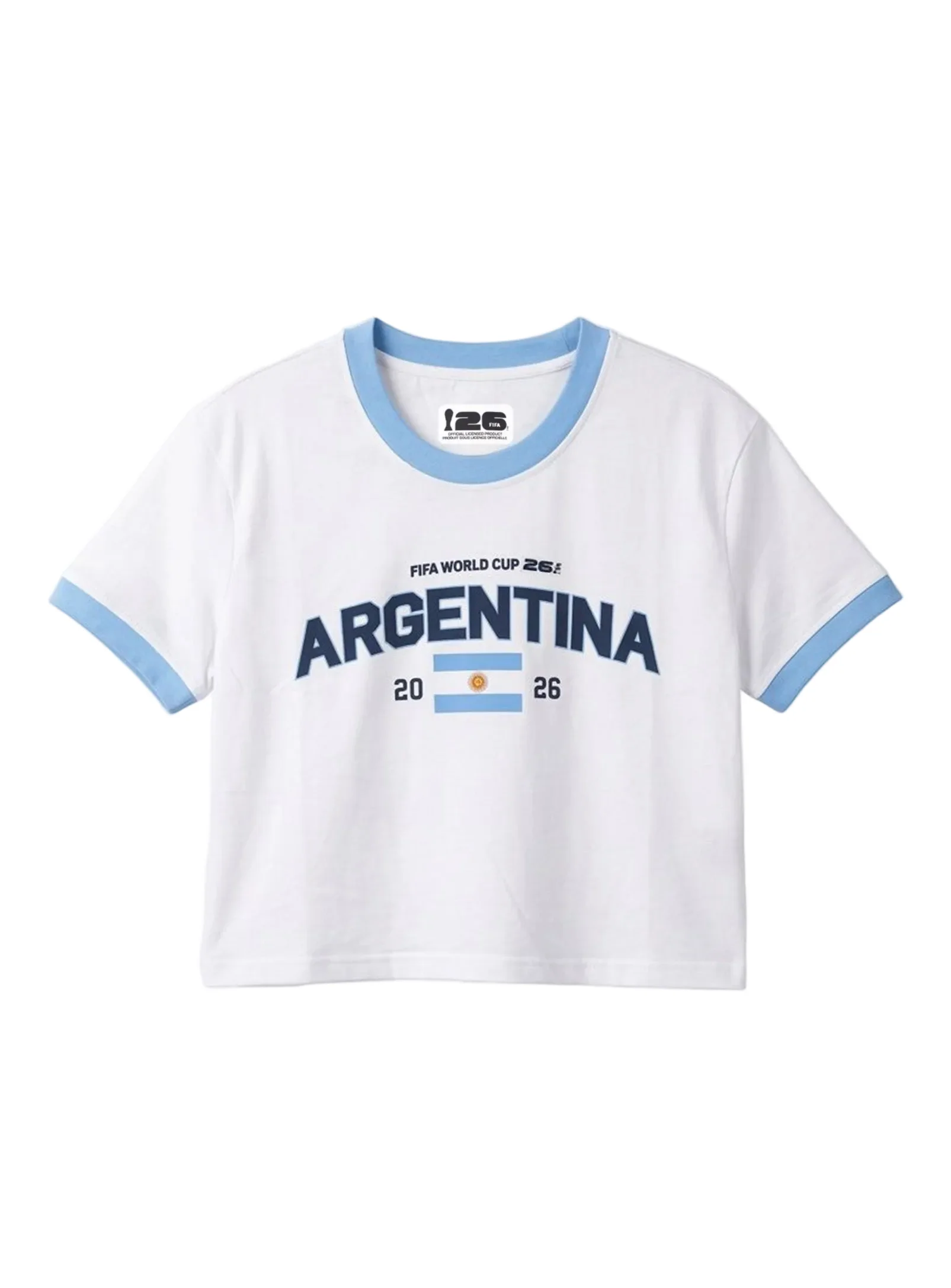 Argentina Ringer Tee||Argentine t-shirt graphique bords contraste