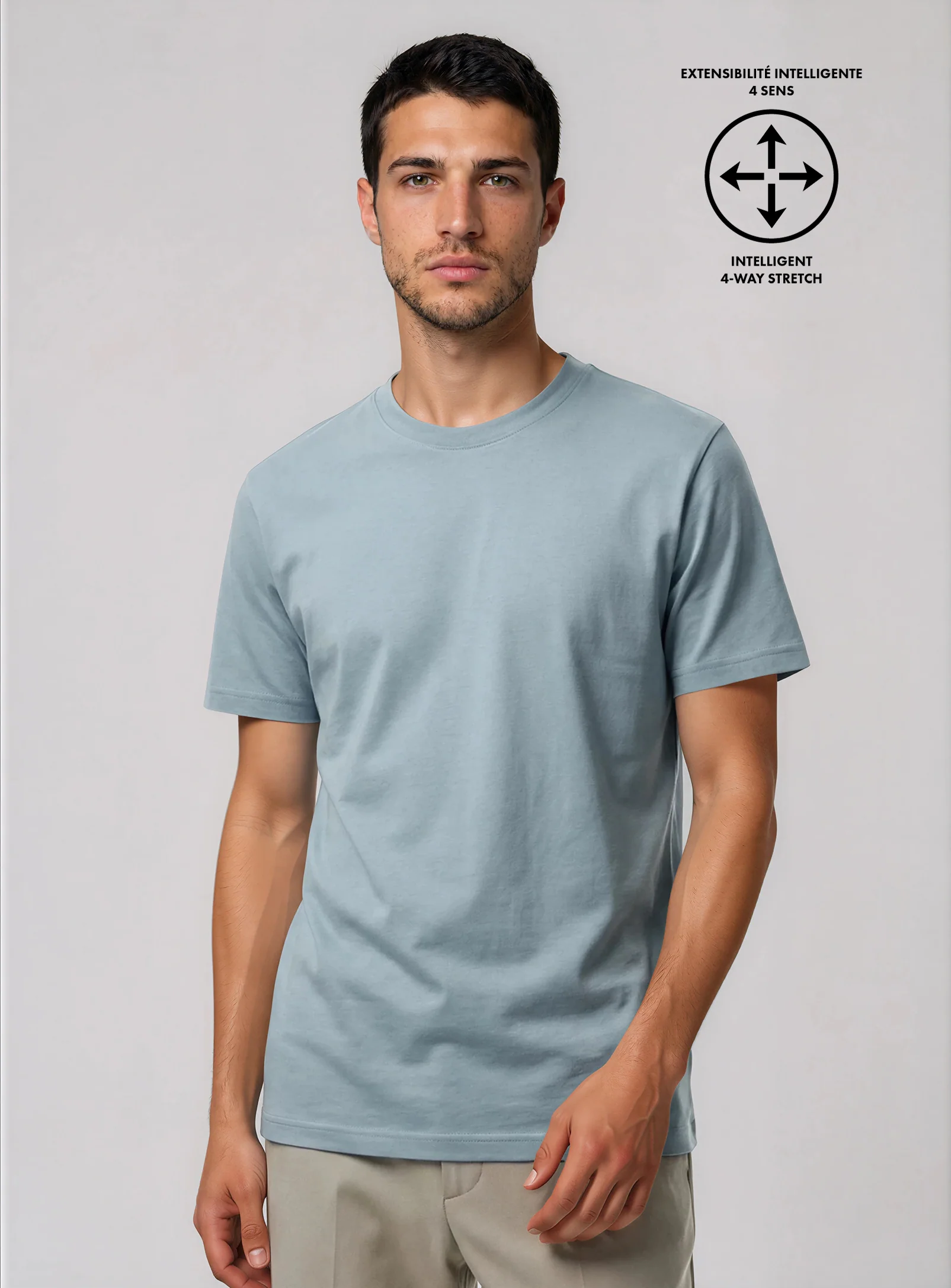 BIX | Organic Cotton Stretch T-Shirt||BIX | T-Shirt Col Rond En Coton Extensible - Image 5