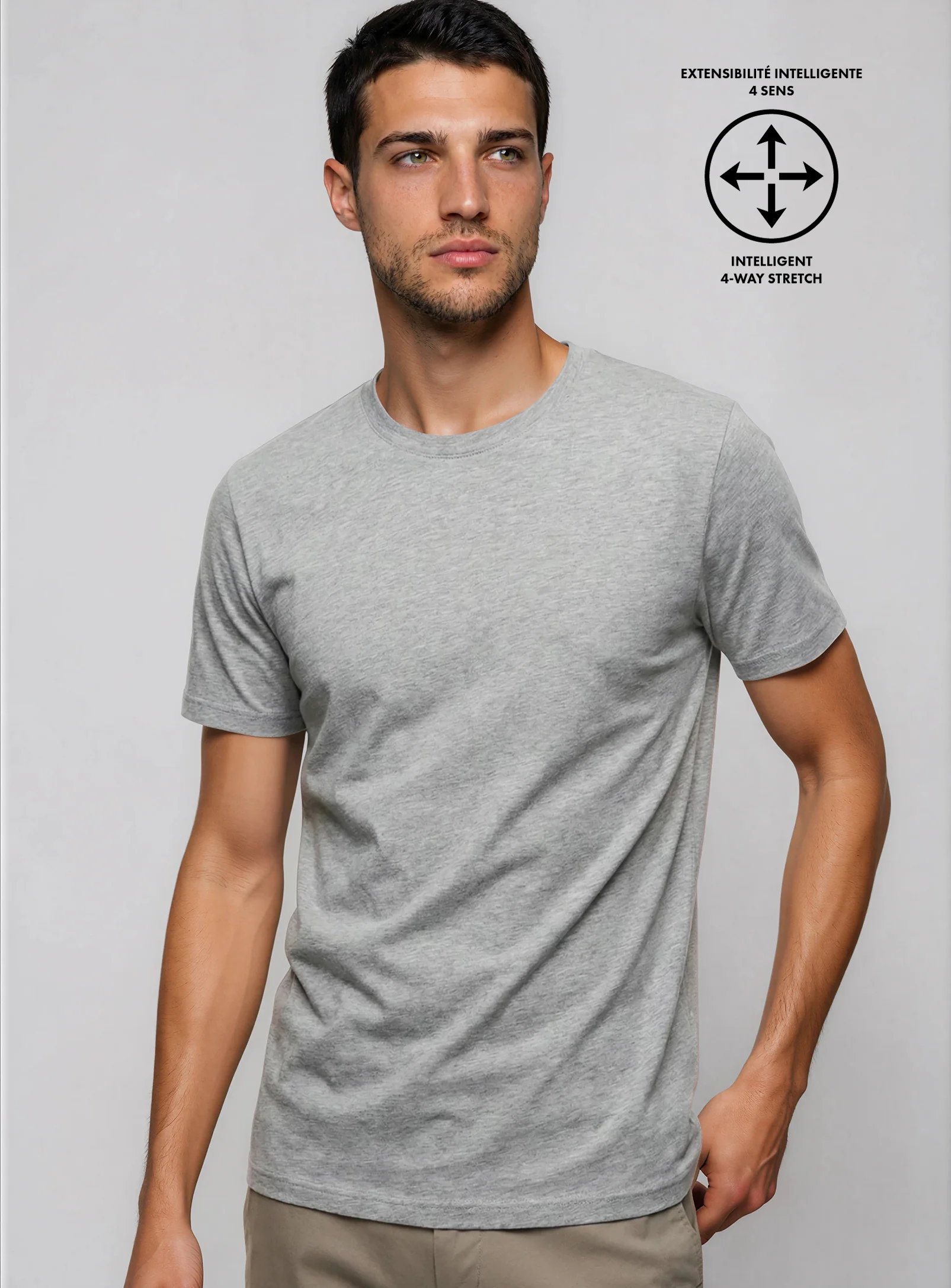 BIX | Organic Cotton Stretch T-Shirt||BIX | T-Shirt Col Rond En Coton Extensible - Image 7