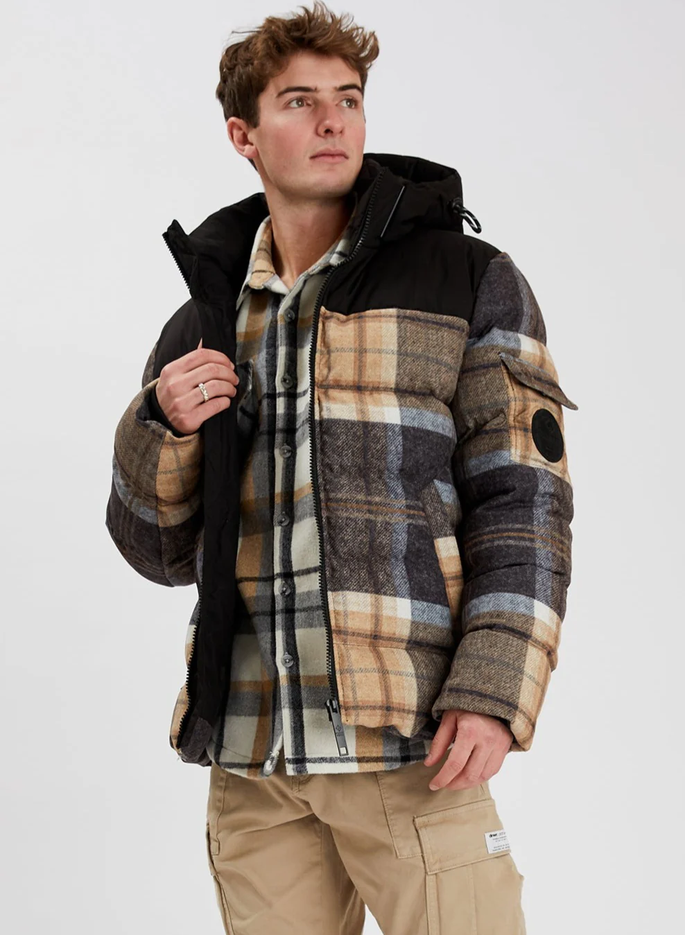 COURCHEVEL | Cashmere-Touch Printed Puffer || COURCHEVEL | Doudoune Imprimée à Carreaux Toucher Cachemire - Image 4
