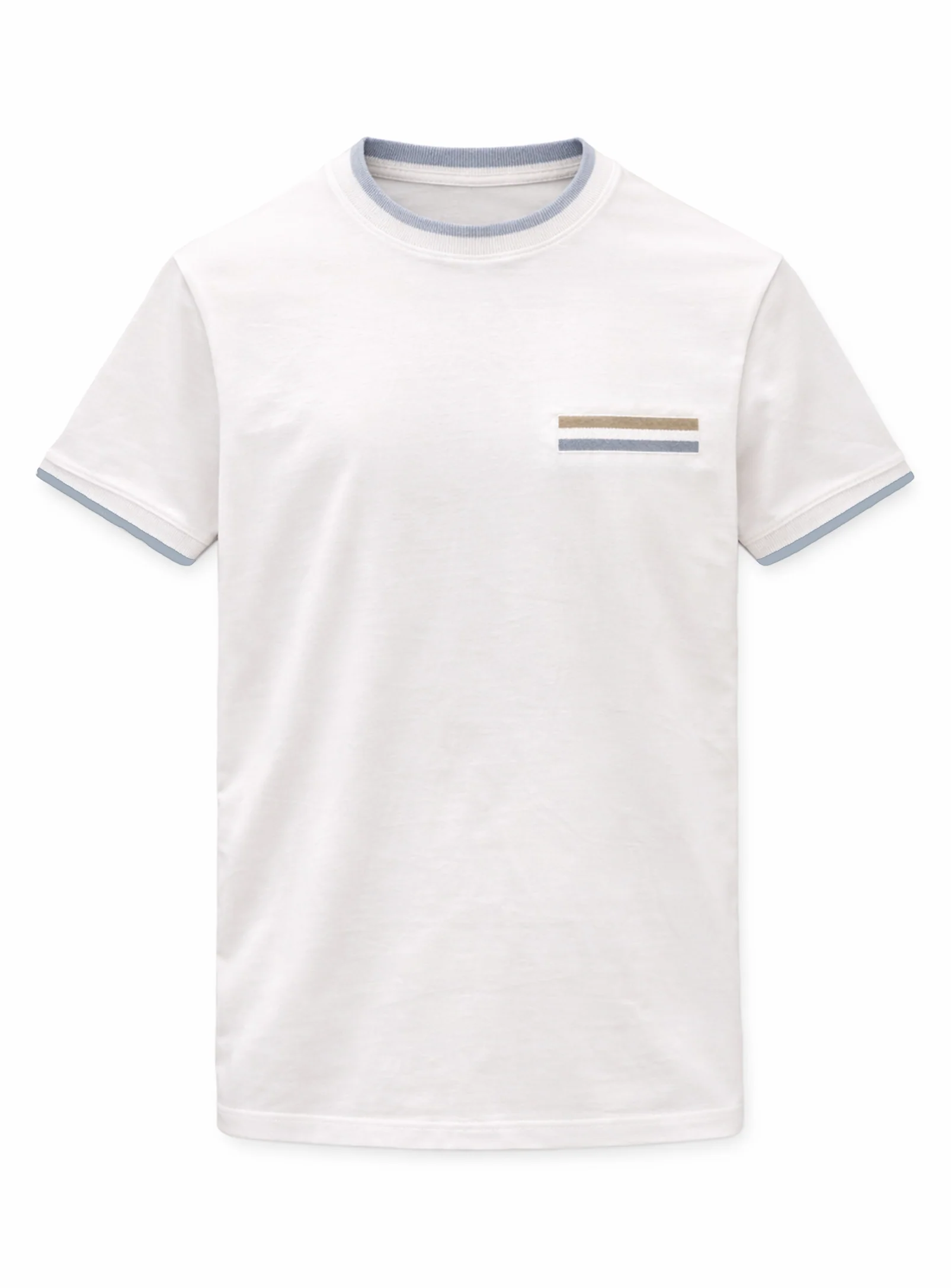DYLAN | cotton t-shirt with rib neck and chest faux rib pocket || DYLAN | T-shirt col rond en coton avec col côtelé et fausse poche poitrine côtelée - Image 9