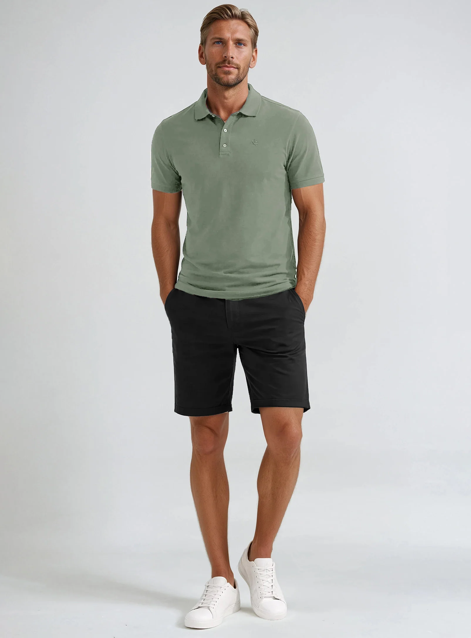 GREG | Two-Tones Pique Polo || GREG | Polo En Piqué À Col Boutonné Deux Tons - Image 10