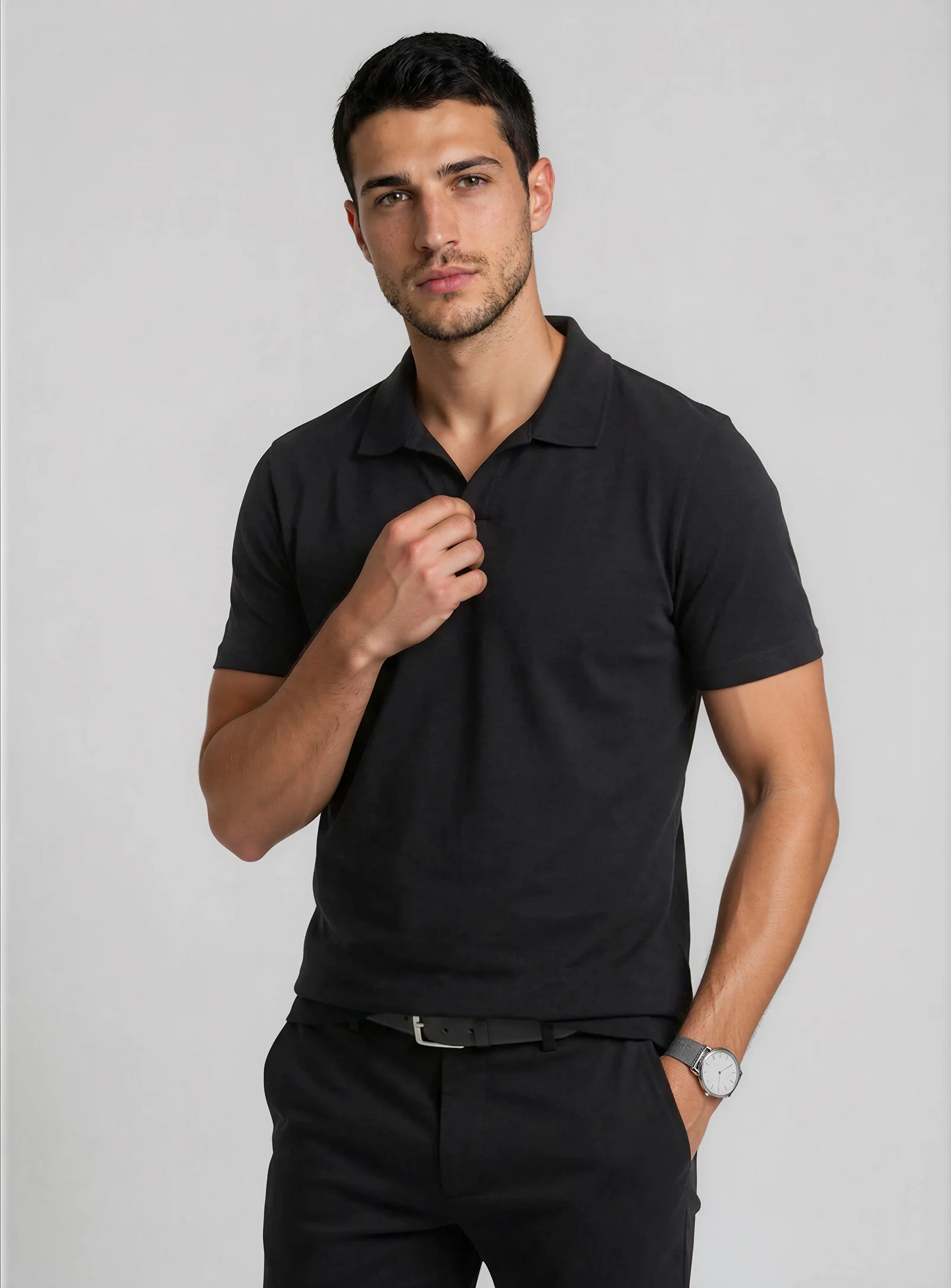 JAXON | Semi-fit stretch Johnny collar Polo || JAXON | T-shirt col Johnny extensible, coupe semi-ajustée - Image 10