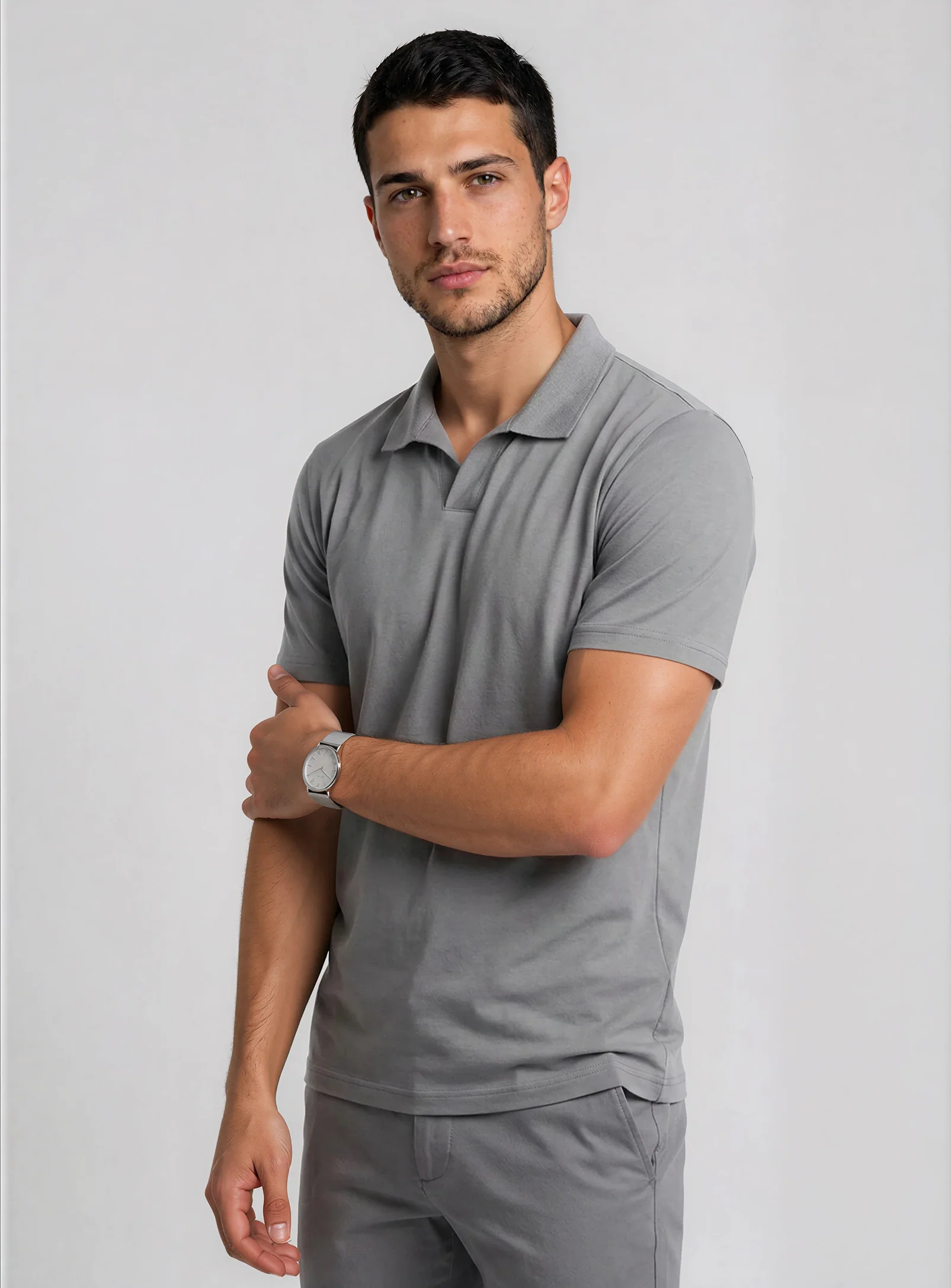 JAXON | Semi-fit stretch Johnny collar Polo || JAXON | T-shirt col Johnny extensible, coupe semi-ajustée - Image 18