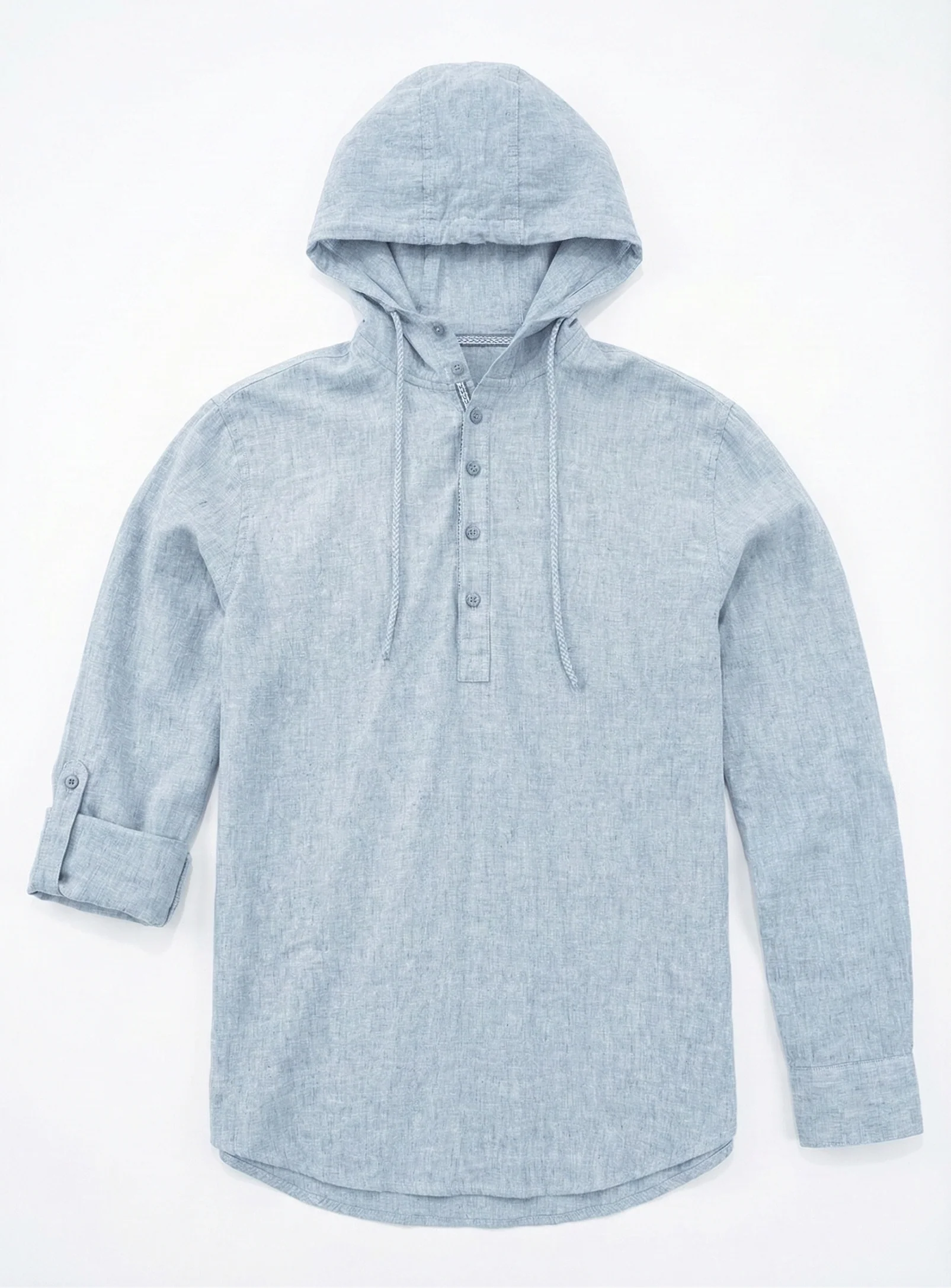 JOEY | Hooded Pop Over Linen Cotton Shirt || JOEY | Chemise À Capuche En Lin Et Coton - Image 2