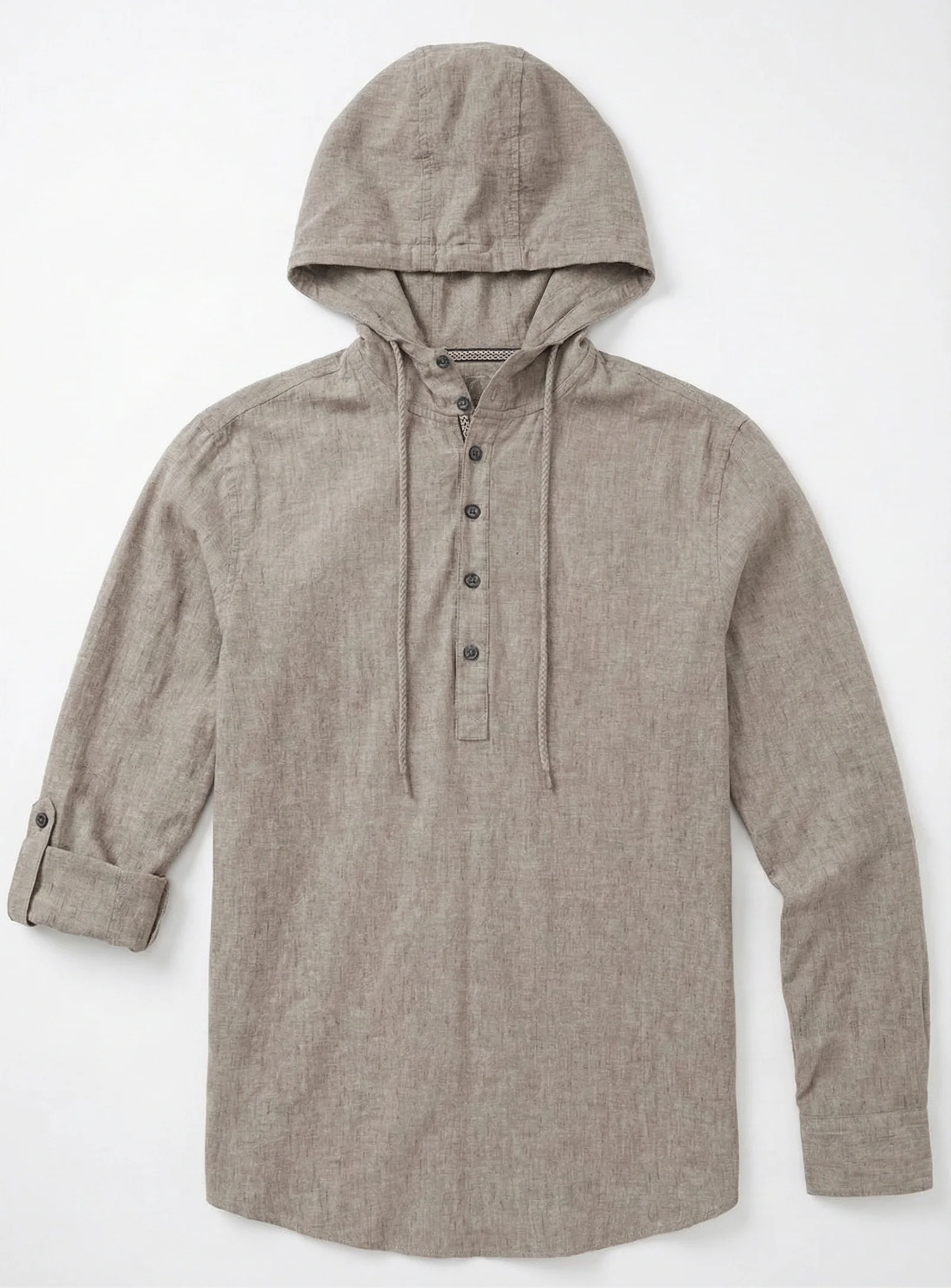 JOEY | Hooded Pop Over Linen Cotton Shirt || JOEY | Chemise À Capuche En Lin Et Coton - Image 5