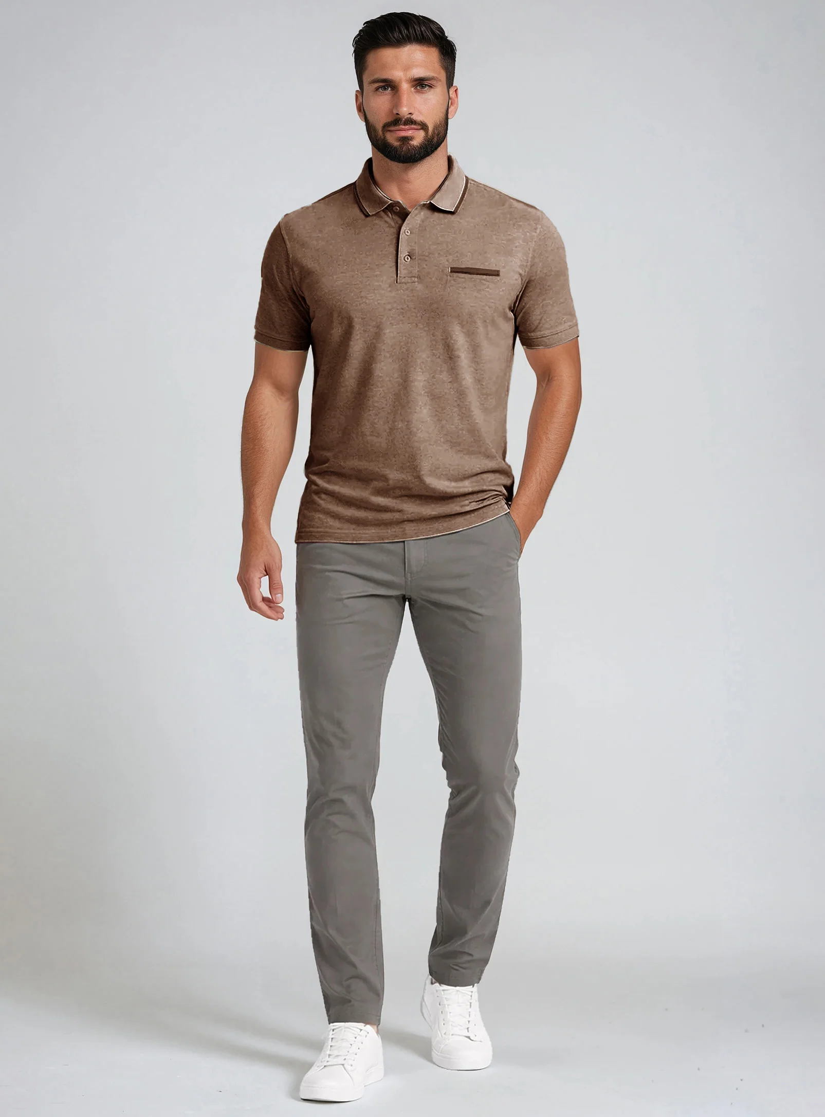 KREG | Pique Polo Two Tone With Chest Pocket || KREG | Polo En Piqué Deux Tons Avec Poche Poitrine - Image 11