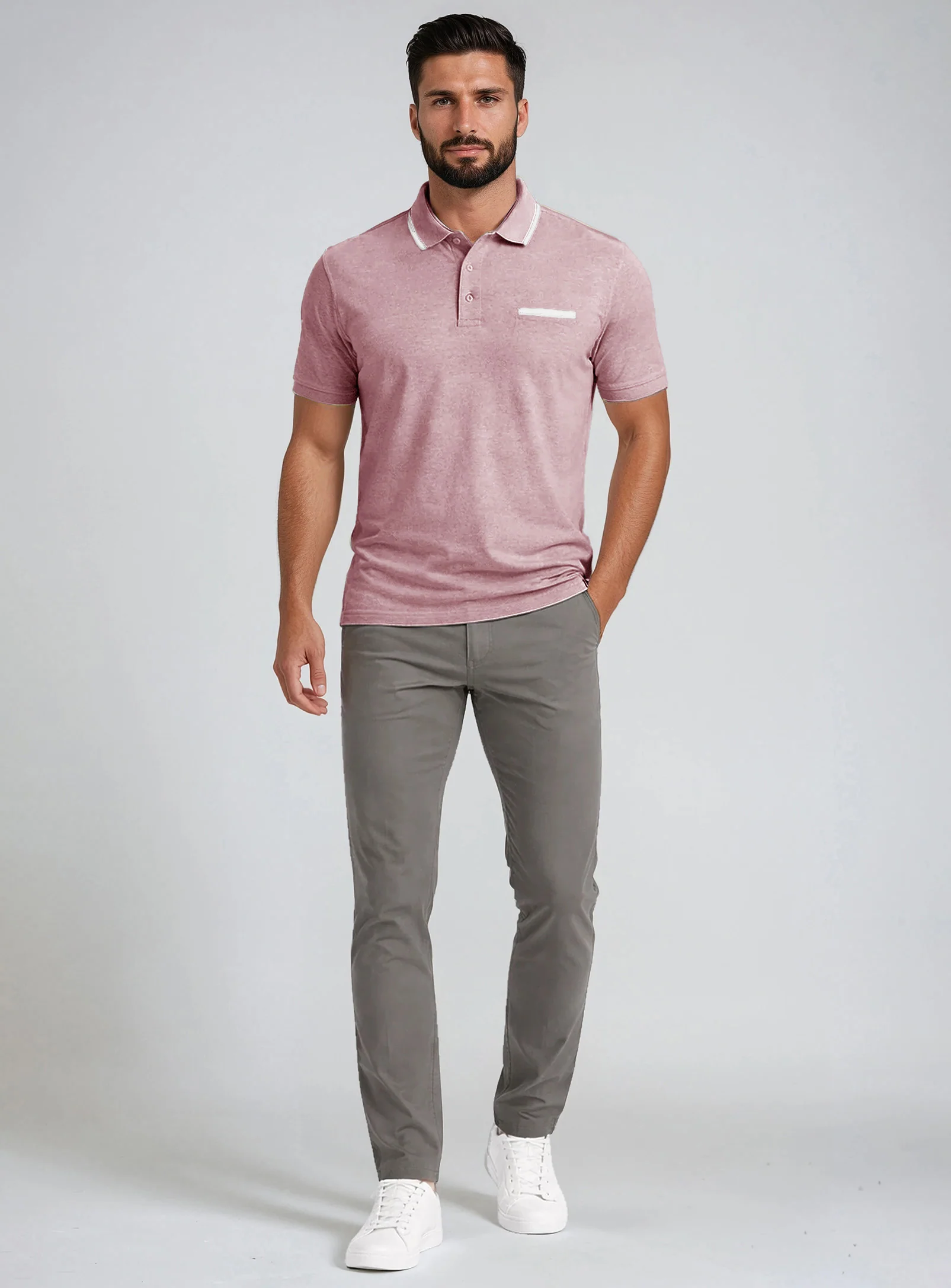 KREG | Pique Polo Two Tone With Chest Pocket || KREG | Polo En Piqué Deux Tons Avec Poche Poitrine - Image 14