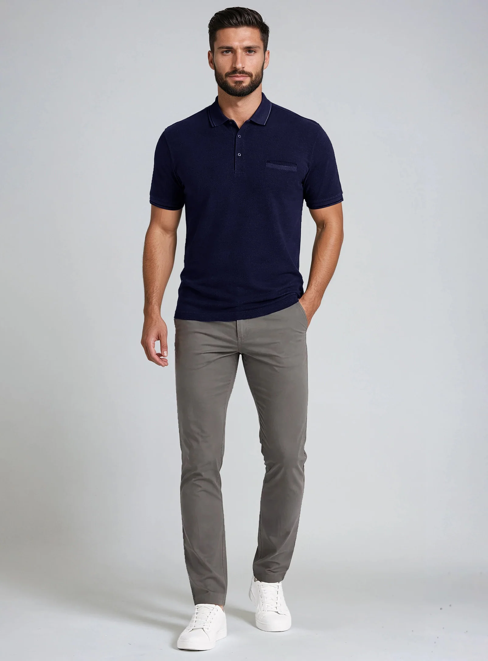 KREG | Pique Polo Two Tone With Chest Pocket || KREG | Polo En Piqué Deux Tons Avec Poche Poitrine - Image 23