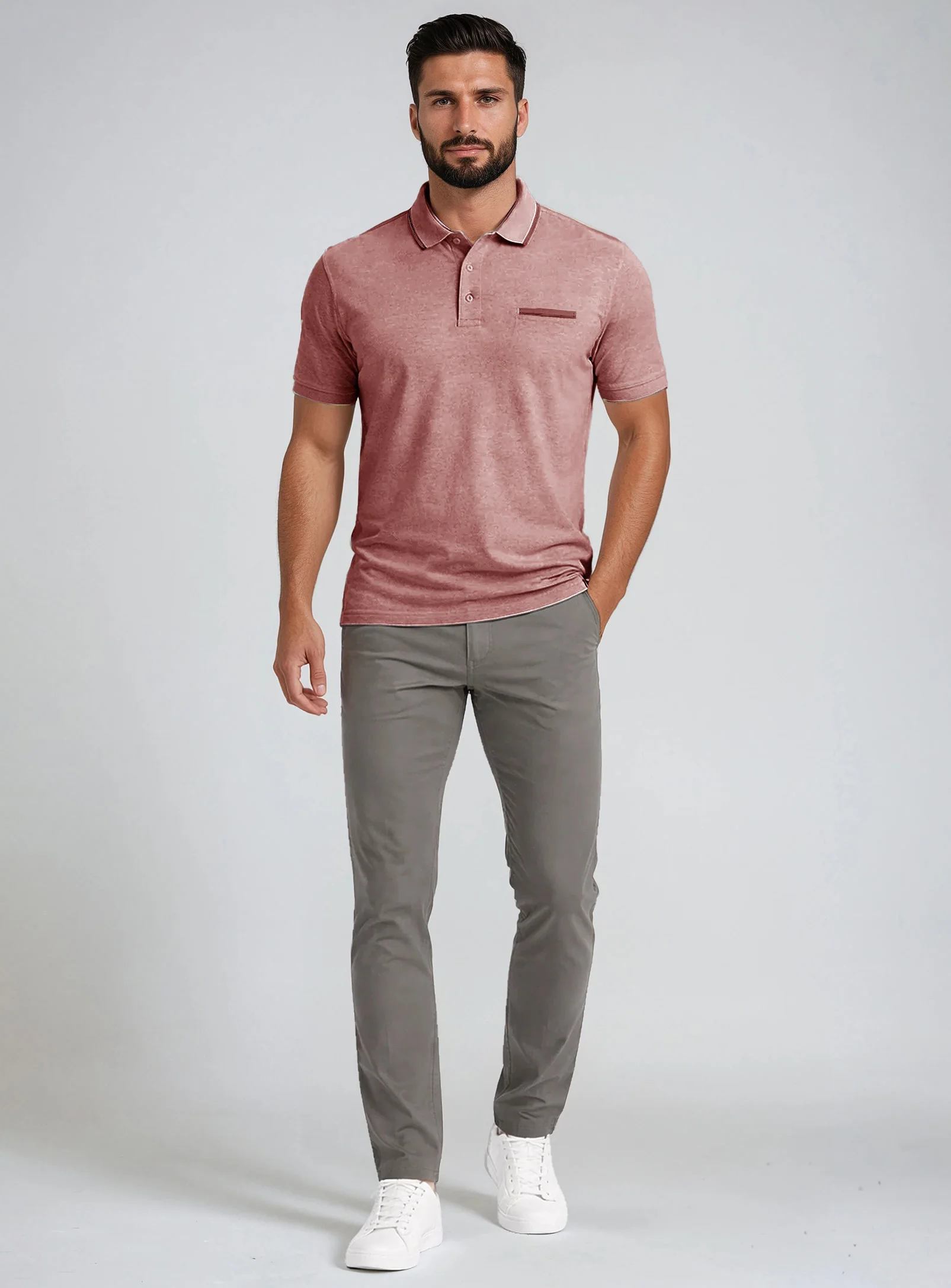 KREG | Pique Polo Two Tone With Chest Pocket || KREG | Polo En Piqué Deux Tons Avec Poche Poitrine - Image 26