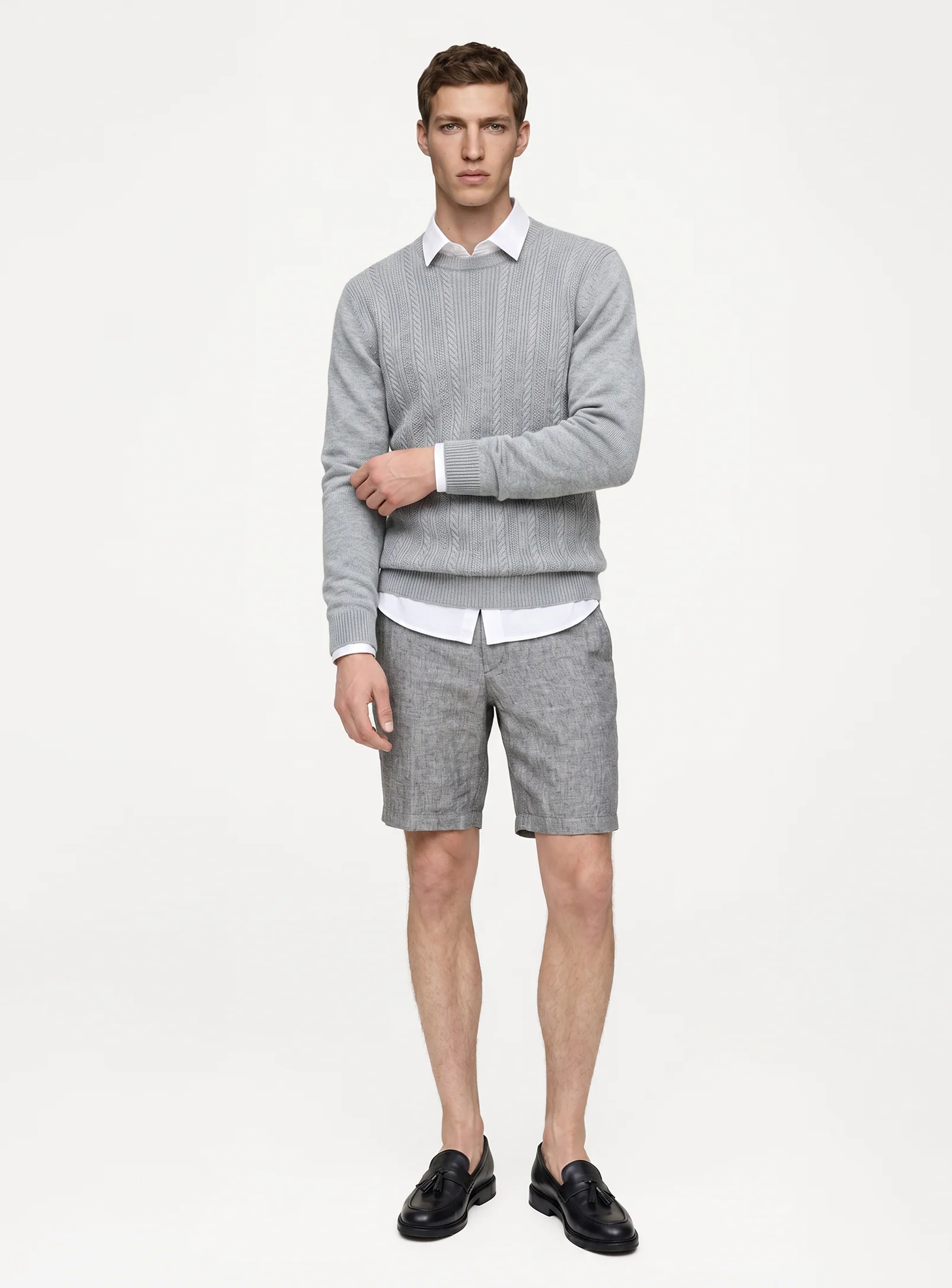 LIAM | Linen Flat Front Shorts with 9" Inseam|| LIAM | Short en lin à devant plat avec entrejambe de 9 po - Image 11