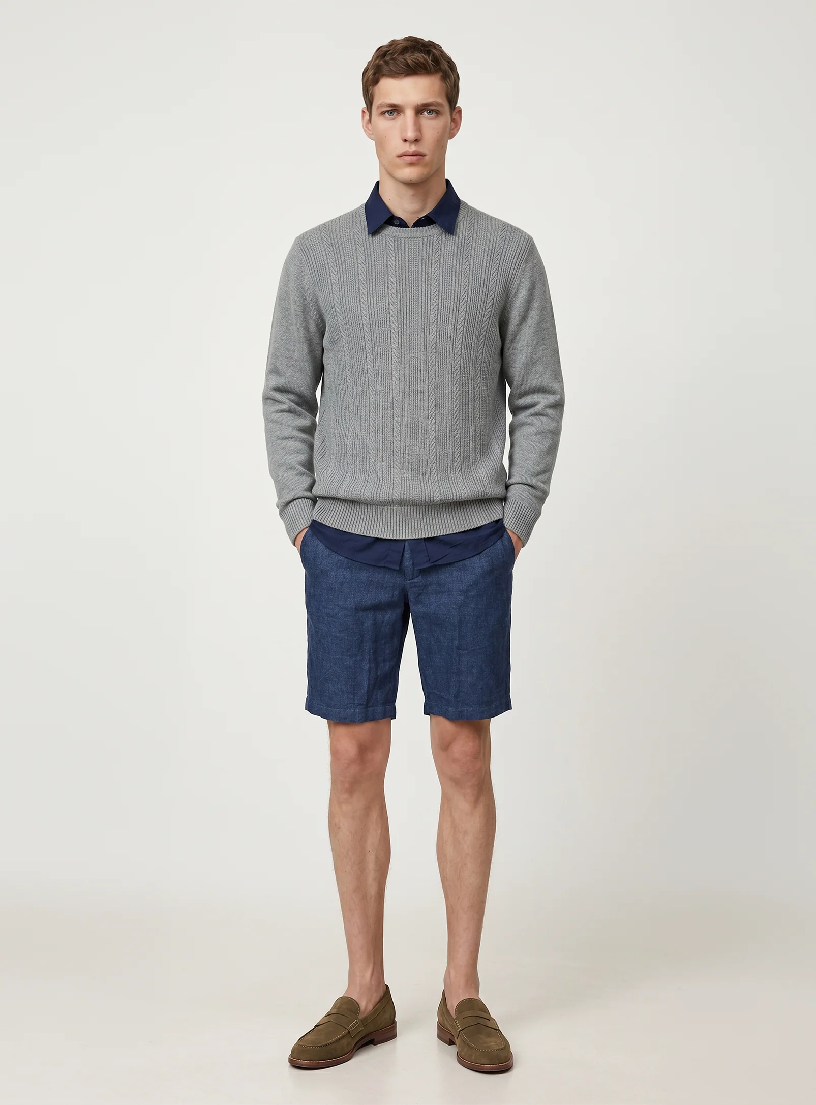 LIAM | Linen Flat Front Shorts with 9" Inseam|| LIAM | Short en lin à devant plat avec entrejambe de 9 po - Image 16