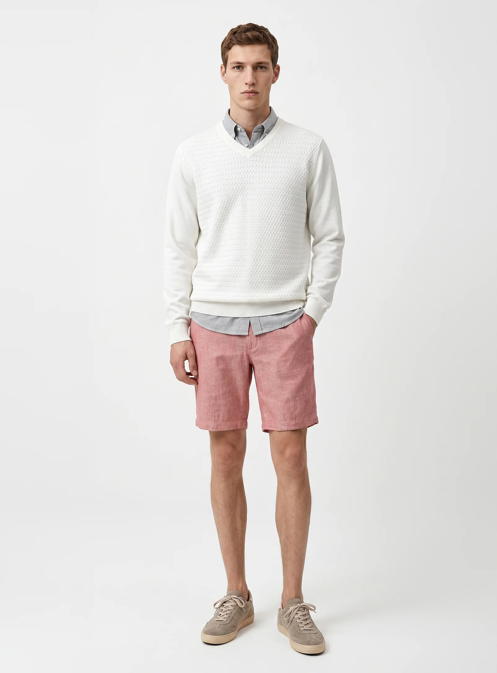 LIAM | Linen Flat Front Shorts with 9" Inseam|| LIAM | Short en lin à devant plat avec entrejambe de 9 po - Image 26