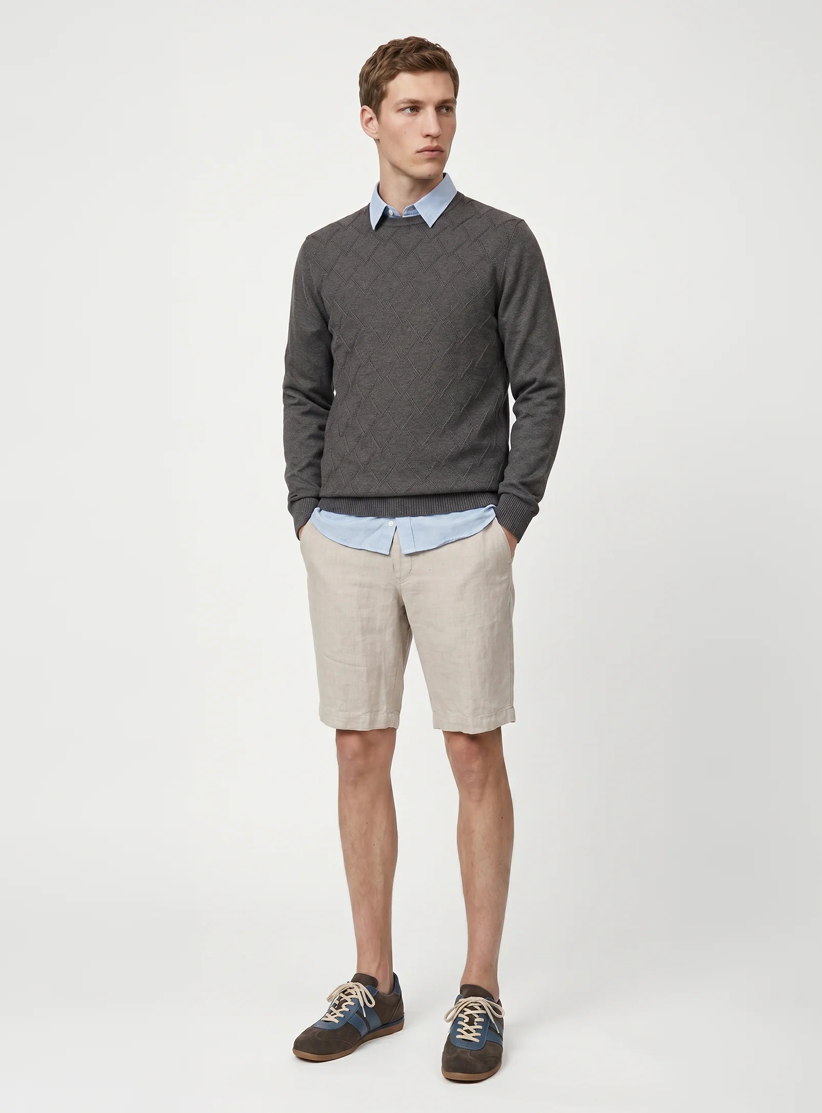 LIAM | Linen Flat Front Shorts with 9" Inseam|| LIAM | Short en lin à devant plat avec entrejambe de 9 po - Image 31