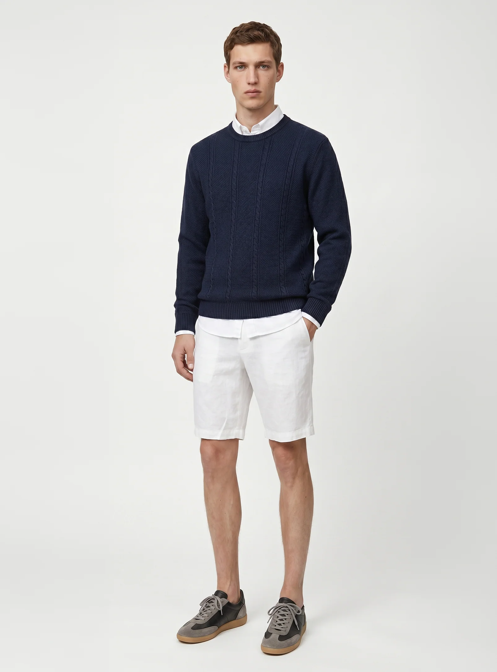 LIAM | Linen Flat Front Shorts with 9" Inseam|| LIAM | Short en lin à devant plat avec entrejambe de 9 po - Image 36