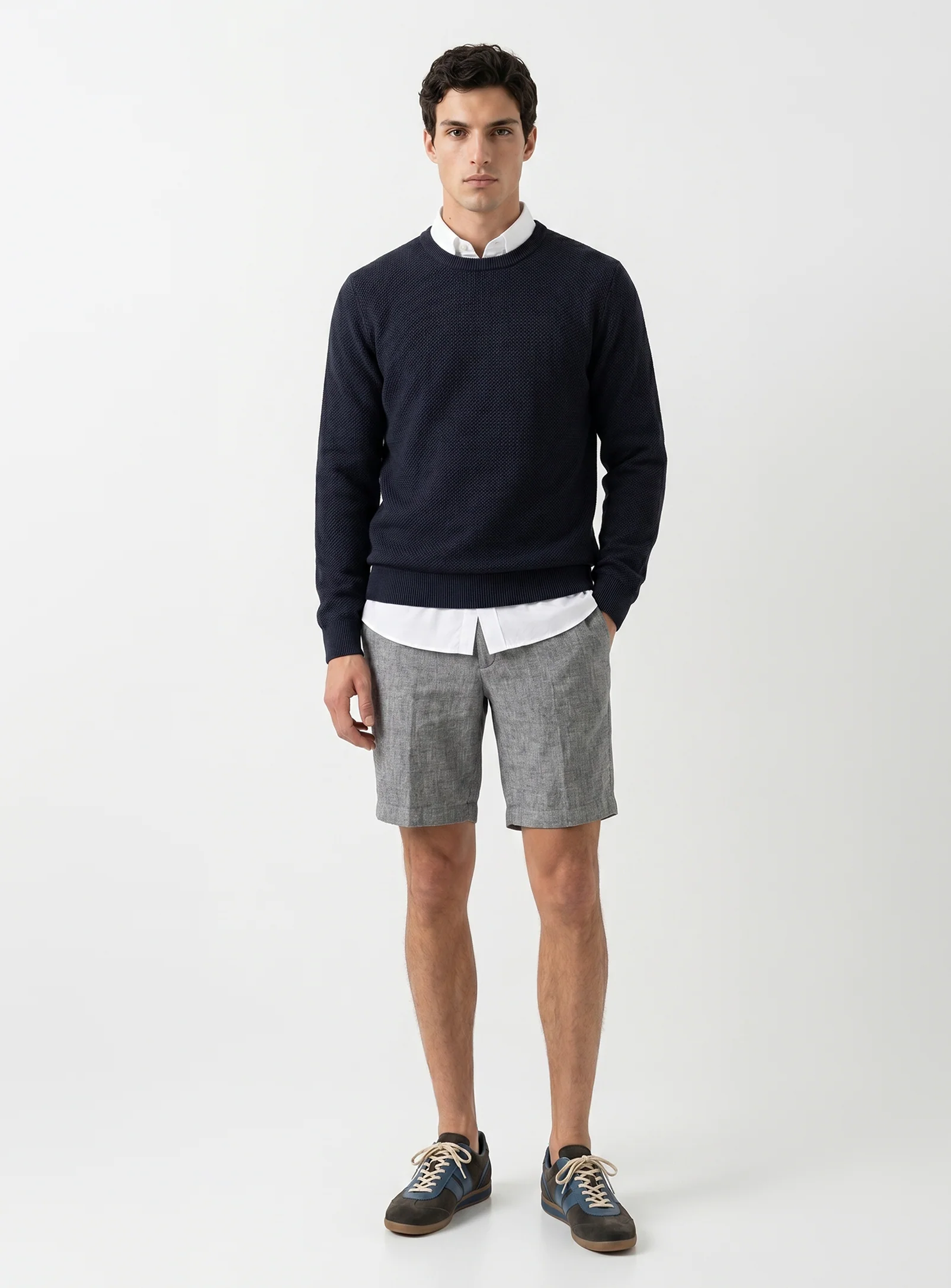 LIAM | Linen Flat Front Shorts with 9" Inseam|| LIAM | Short en lin à devant plat avec entrejambe de 9 po - Image 6