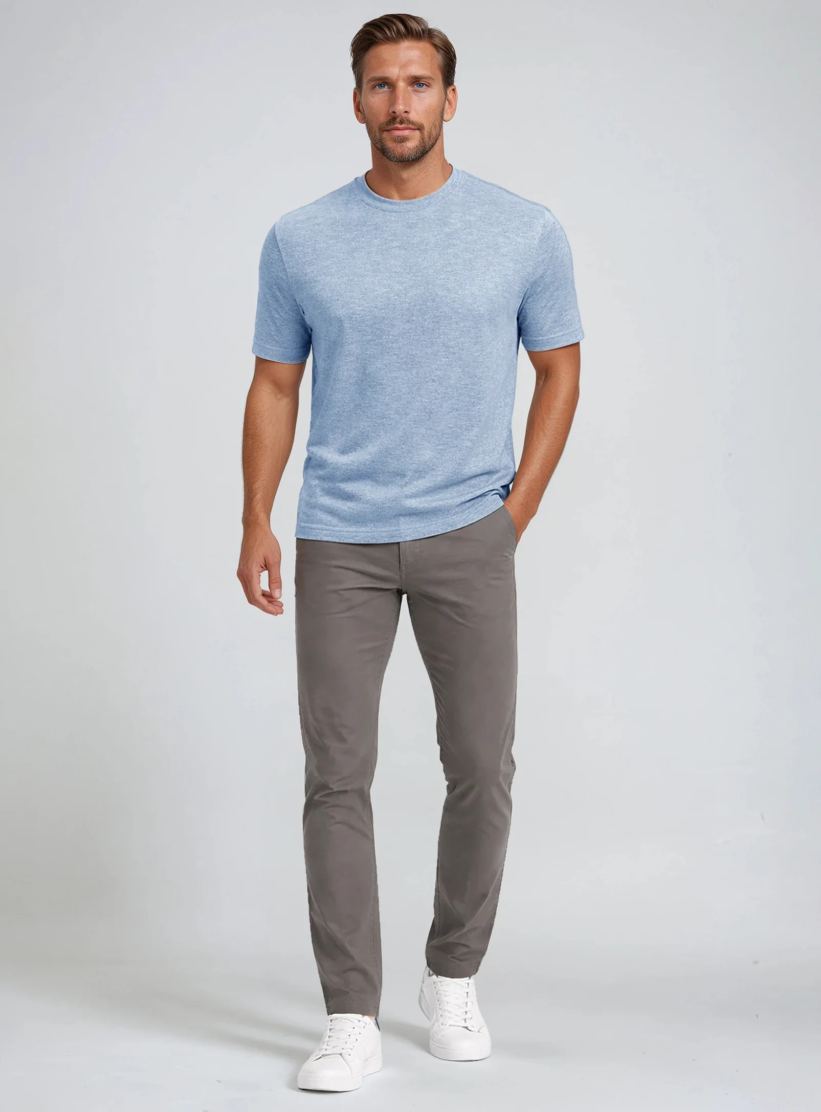 MASON | Cotton-Linen Slub Short Sleeves Light Sweater || MASON | Chandail léger à manches courtes en coton et lin slub coupe - Image 15