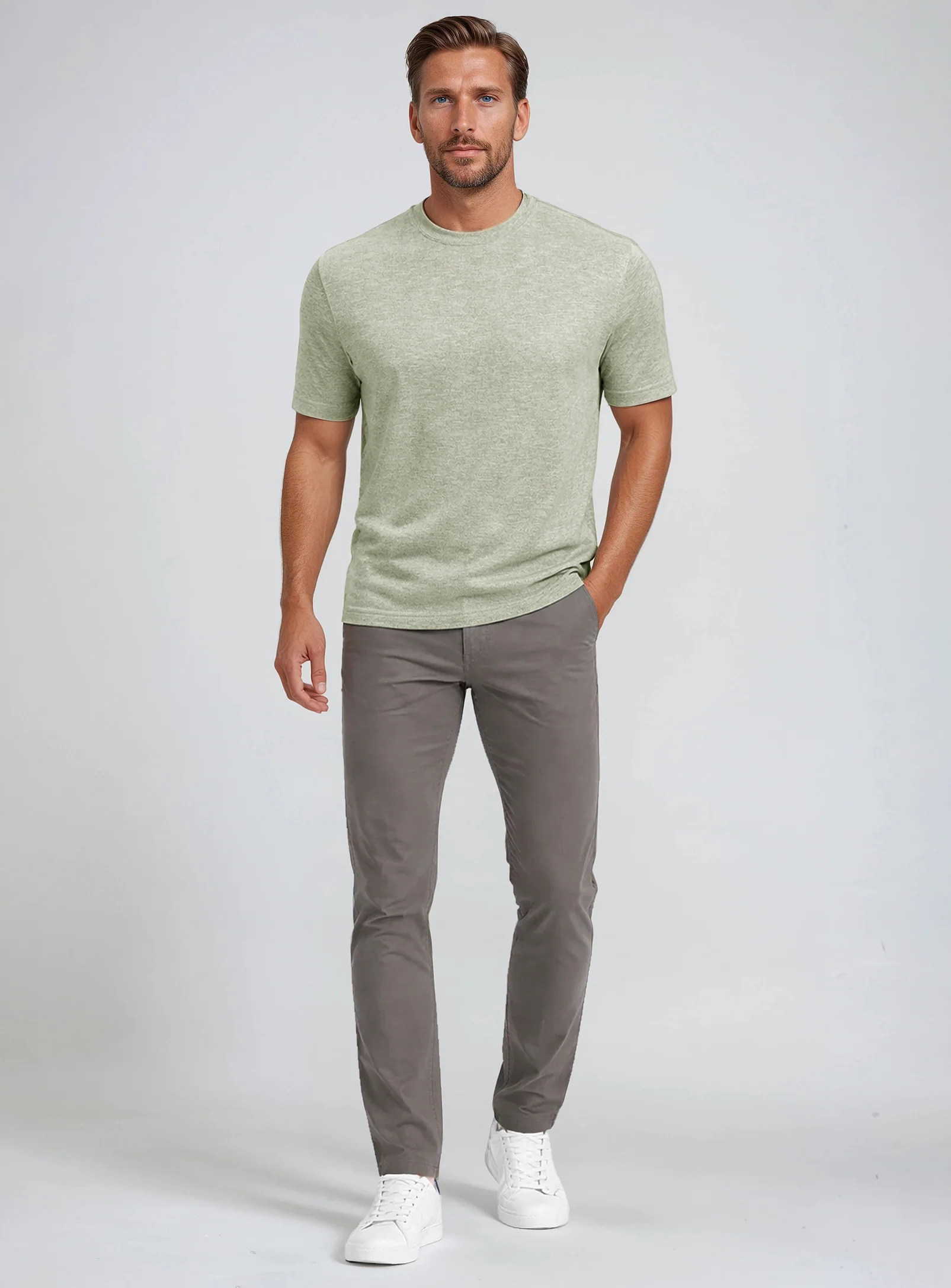 MASON | Cotton-Linen Slub Short Sleeves Light Sweater || MASON | Chandail léger à manches courtes en coton et lin slub coupe - Image 6