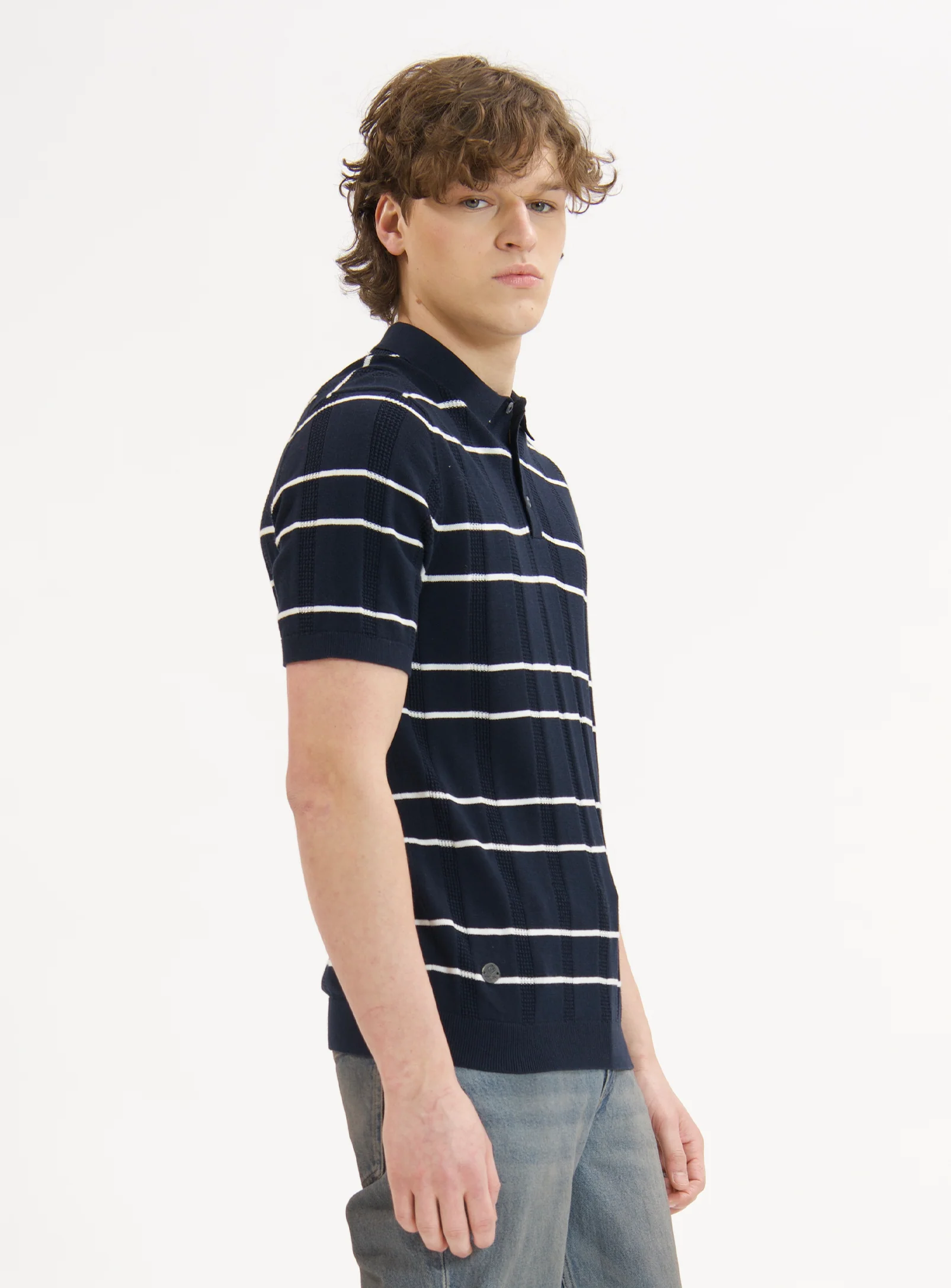 REMO | Horizontal Stripe Knit Polo|| REMO | Polo En Maille À Rayures Horizontales - Image 3
