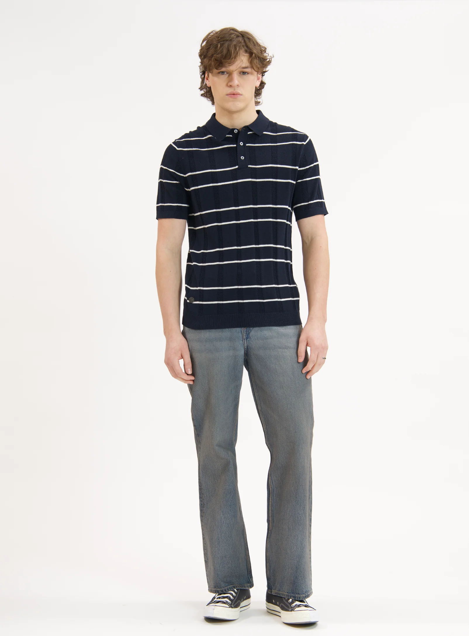 REMO | Horizontal Stripe Knit Polo|| REMO | Polo En Maille À Rayures Horizontales - Image 5