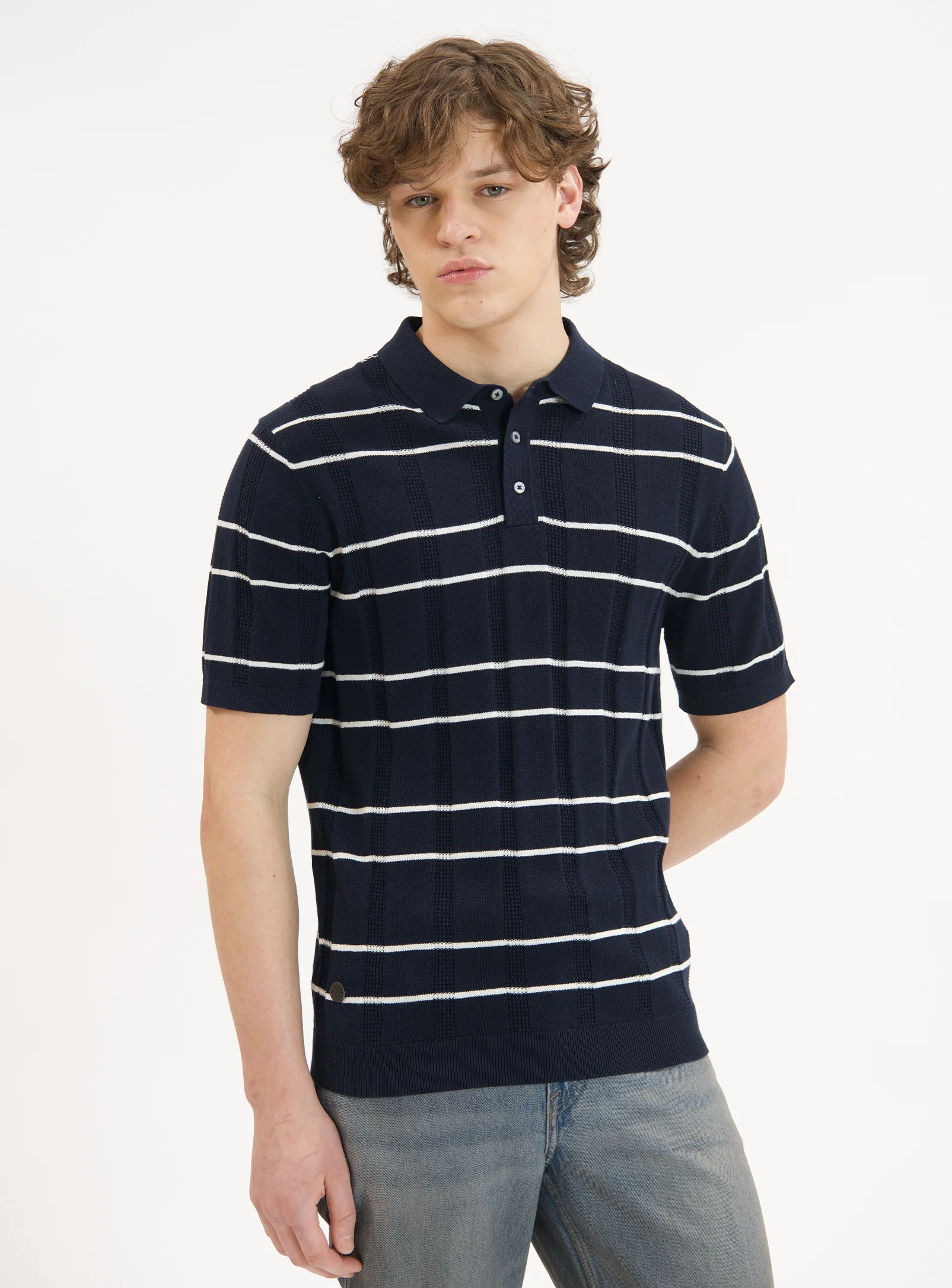 REMO | Horizontal Stripe Knit Polo|| REMO | Polo En Maille À Rayures Horizontales - Image 7