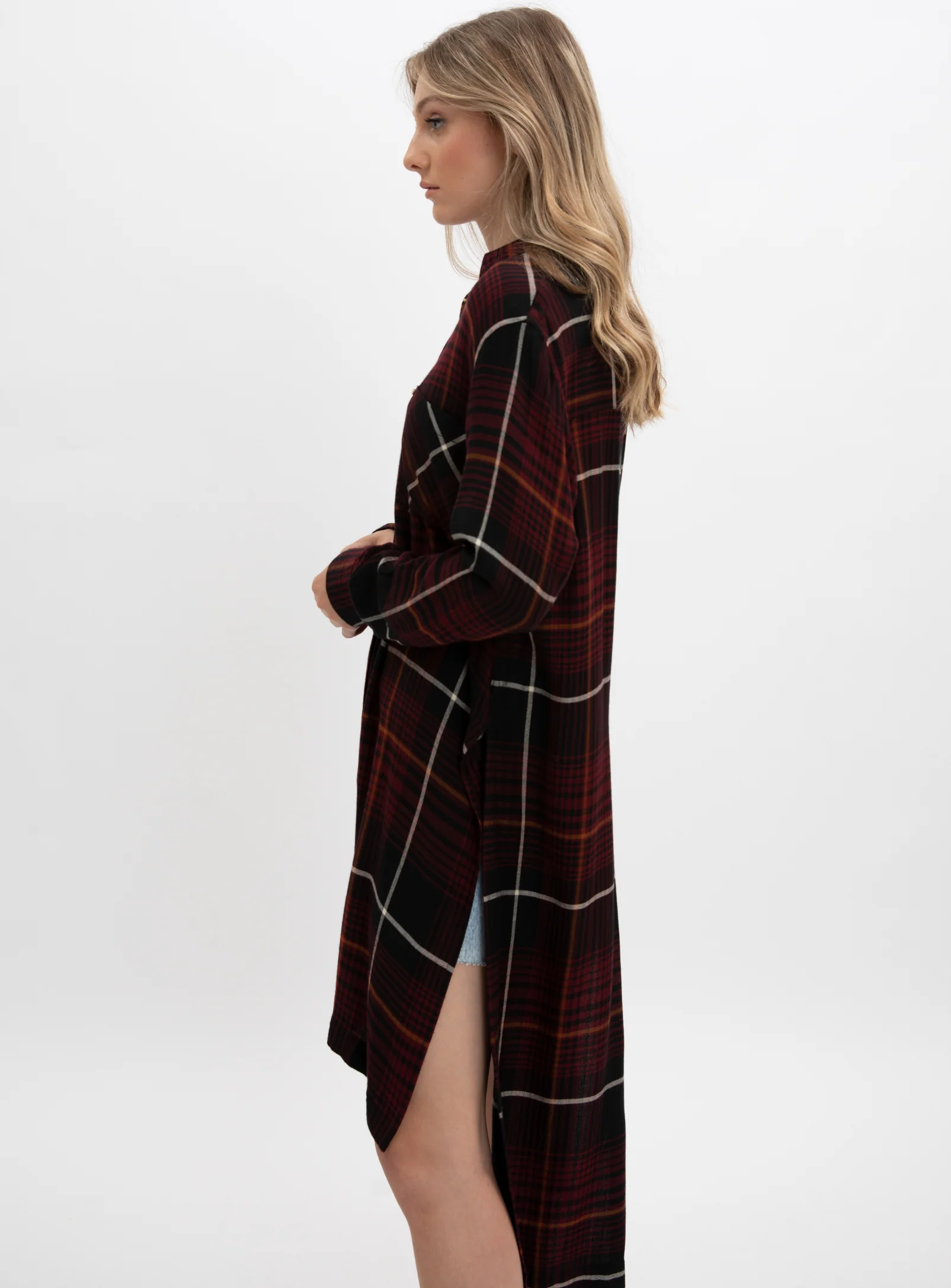 SAMMY | Long  asymetric plaid shirt || SAMMY | Longue chemise a carreau asymetrique - Image 4