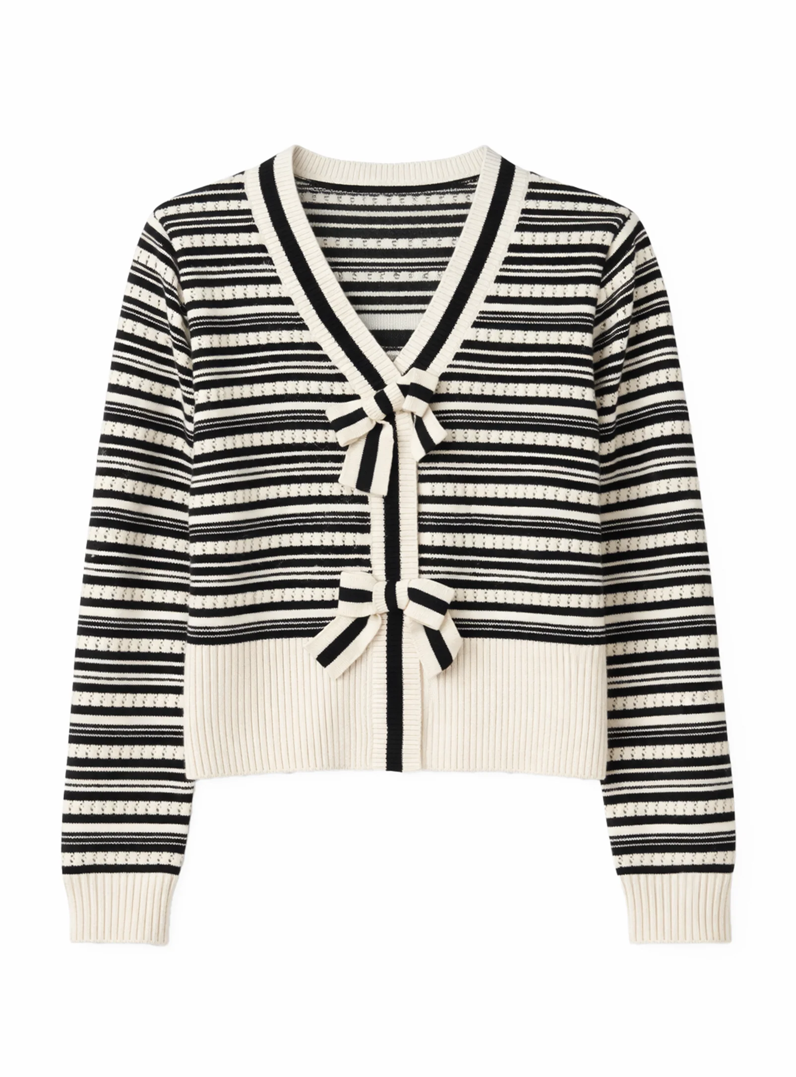 JULIE | Striped Knit Cardigan with Bow Details || JULIE | Cardigan rayé avec détails nœuds - Image 6